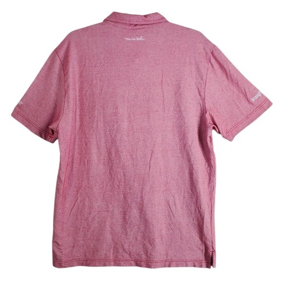 Travis Mathew Golf Polo Shirt Mens L Heathered Red Rose Stretch Embroidered Logo - Picture 6 of 12